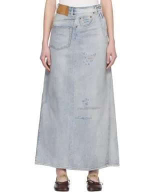 MM6 Maison Margiela ディストレス デニム マキシスカート - サムネイル1