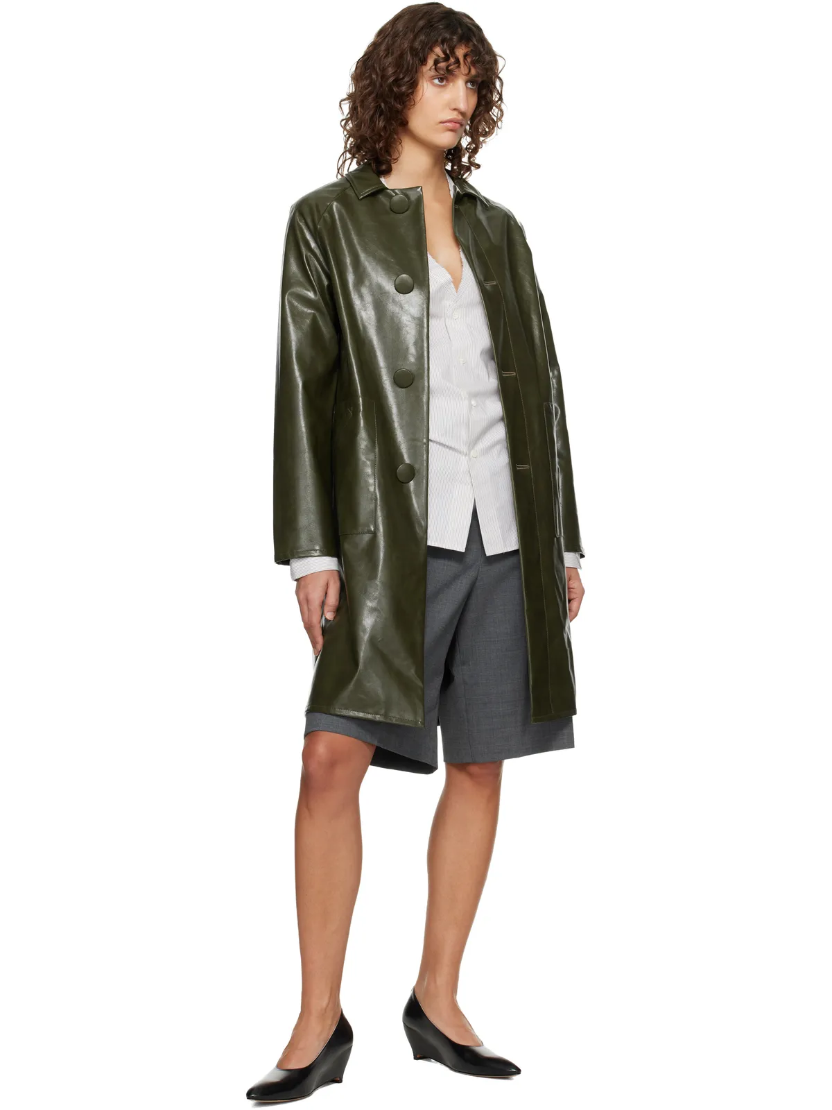MM6 Maison Margiela ラグラン フェイクレザー コート - 画像4