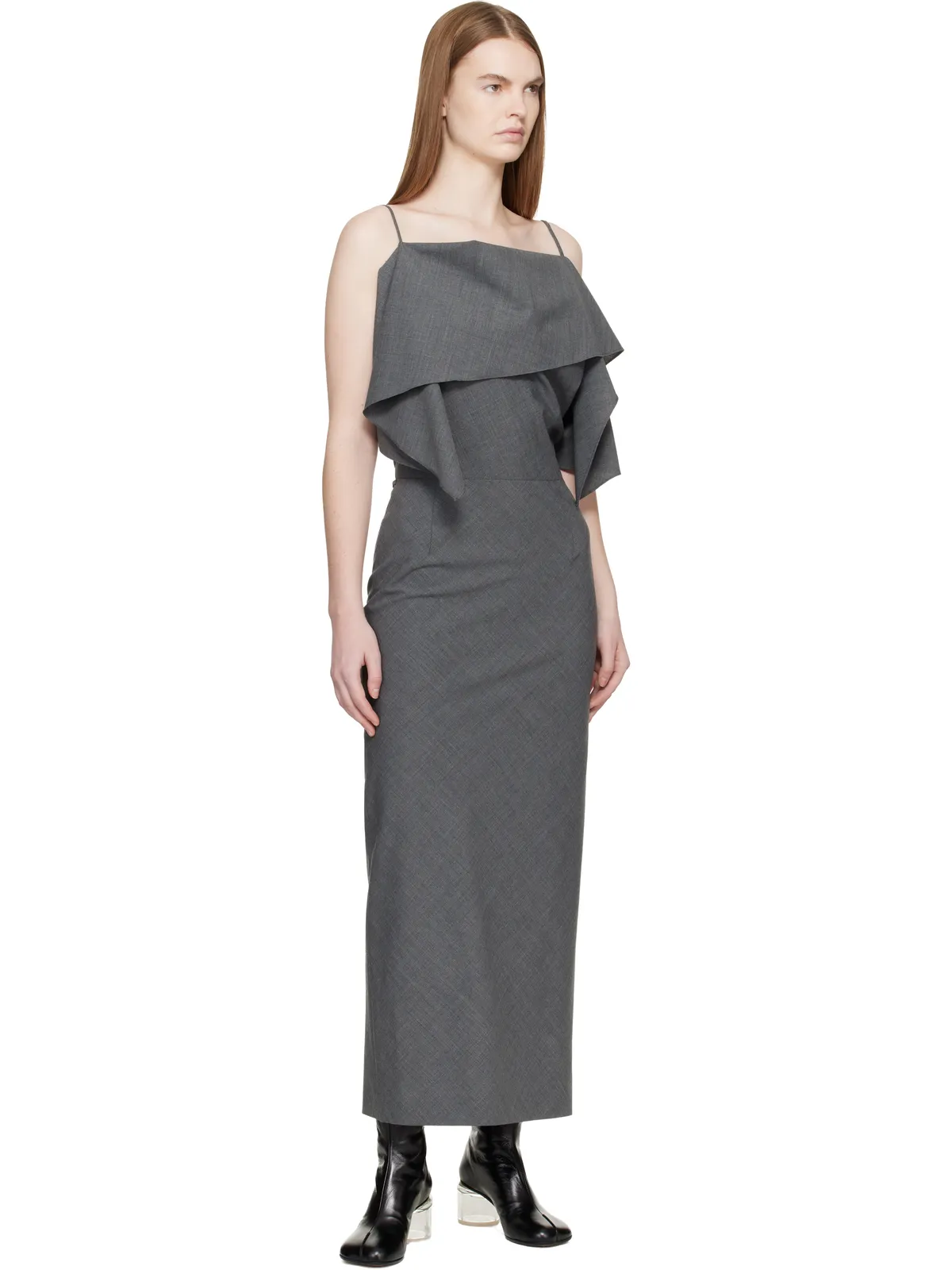 MM6 Maison Margiela Folded ウール マキシワンピース - 画像4