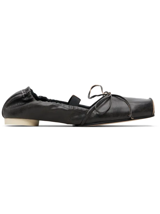 MM6 Maison Margiela MM6 Maison Margiela スクエアトゥ レザー バレエシューズの商品画像