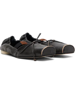 MM6 Maison Margiela スクエアトゥ レザー バレエシューズ - サムネイル4