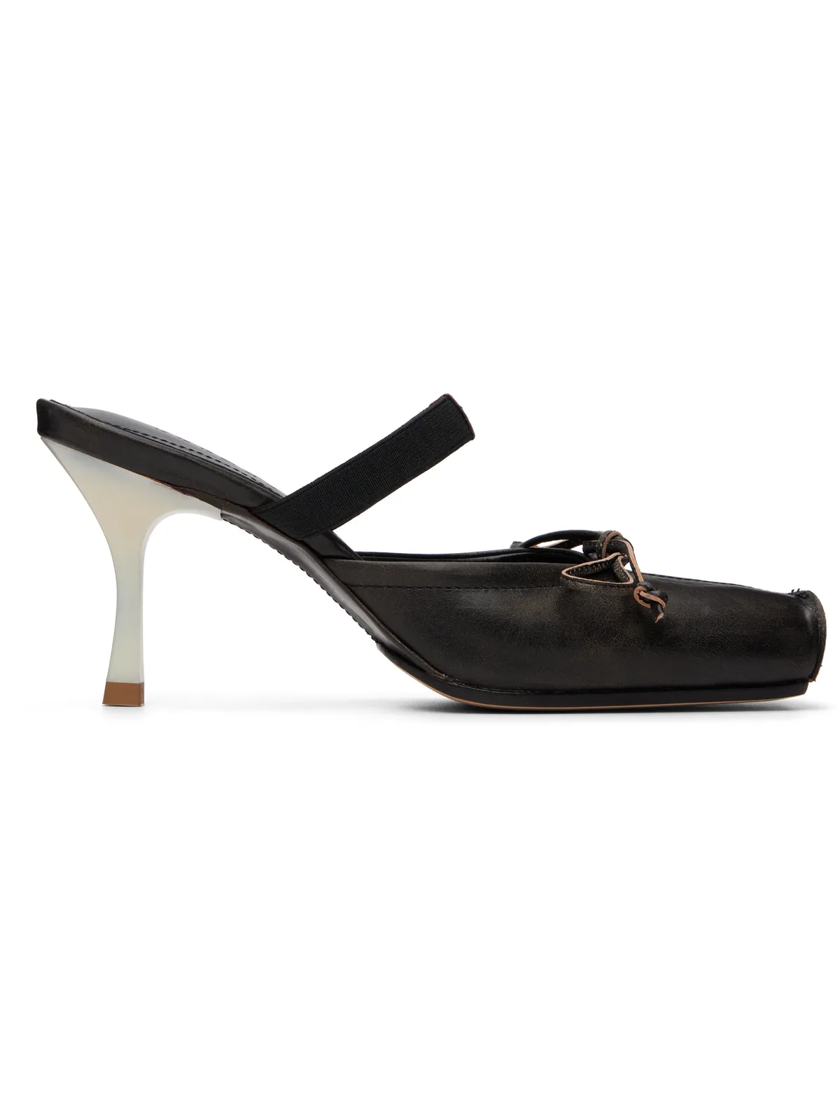 MM6 Maison Margiela ブラウン Ballerina Mule スクエアトゥ レザー ヒール - 画像1