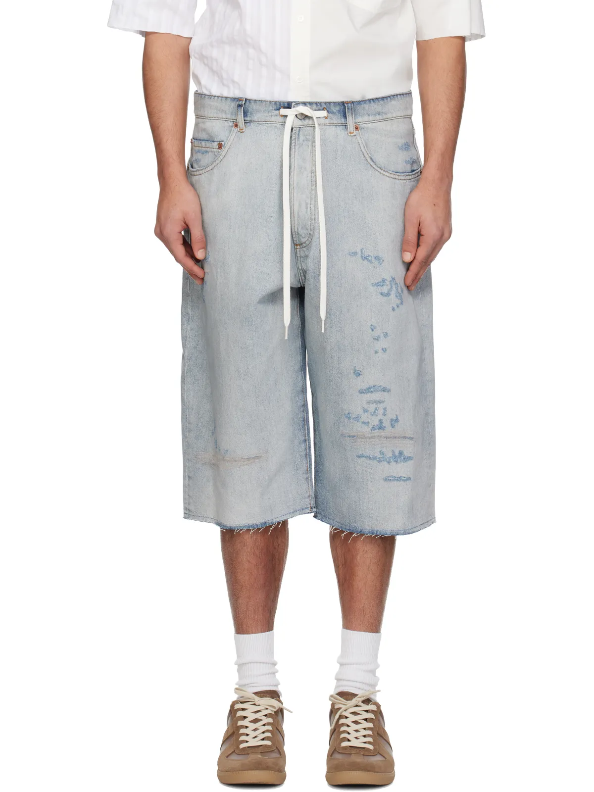 MM6 Maison Margiela ドローストリング デニムショートパンツ - 画像1