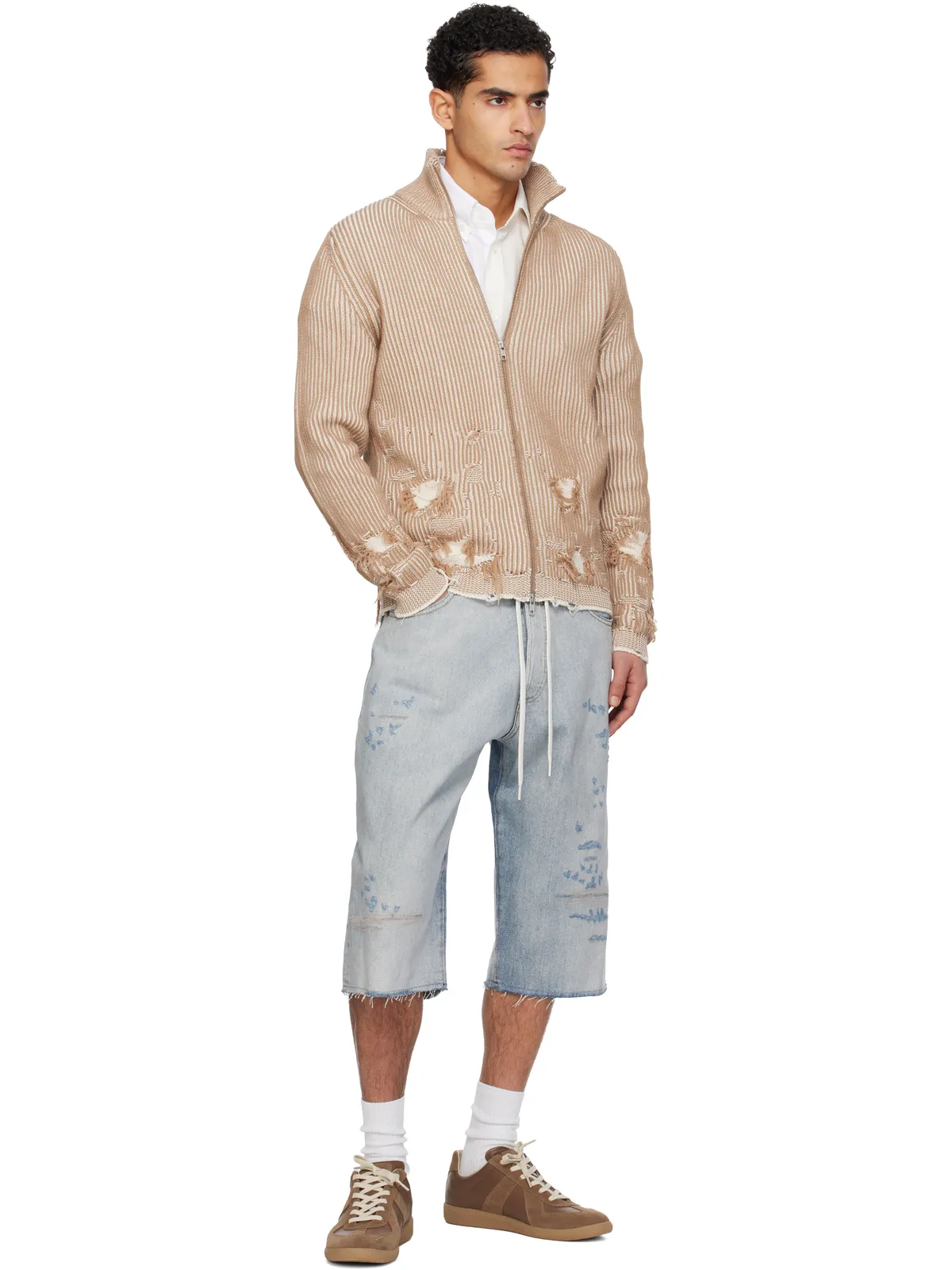MM6 Maison Margiela ドローストリング デニムショートパンツ - 画像4