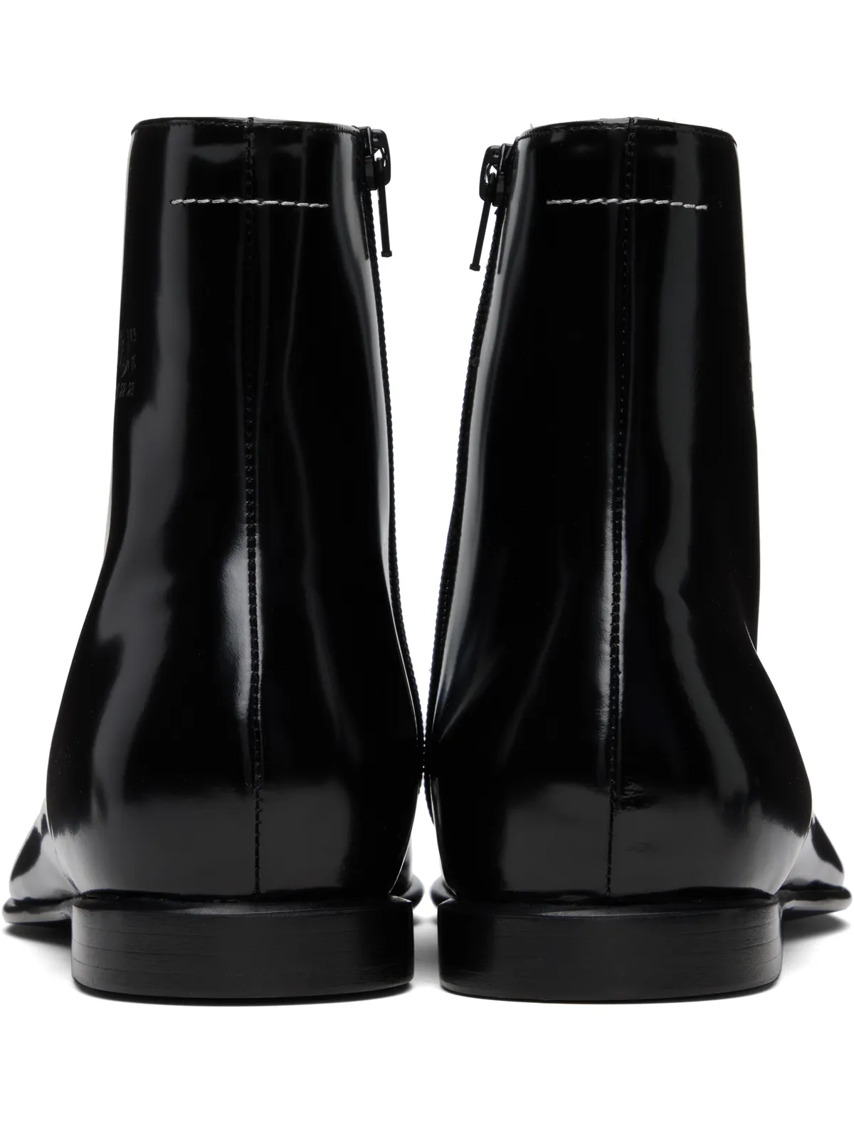 MM6 Maison Margiela レザー アンクルブーツ - 画像2