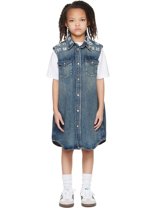 MM6 Maison Margiela MM6 Maison Margiela キッズ｜ ロゴプリント デニムワンピースの商品画像
