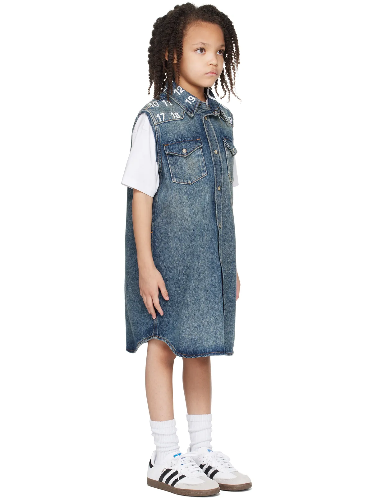 MM6 Maison Margiela キッズ｜ ロゴプリント デニムワンピース - 画像2