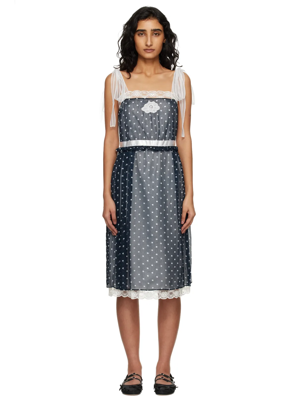 Marc Jacobs リボンストラップ シフォン ミディアムワンピース - 画像1