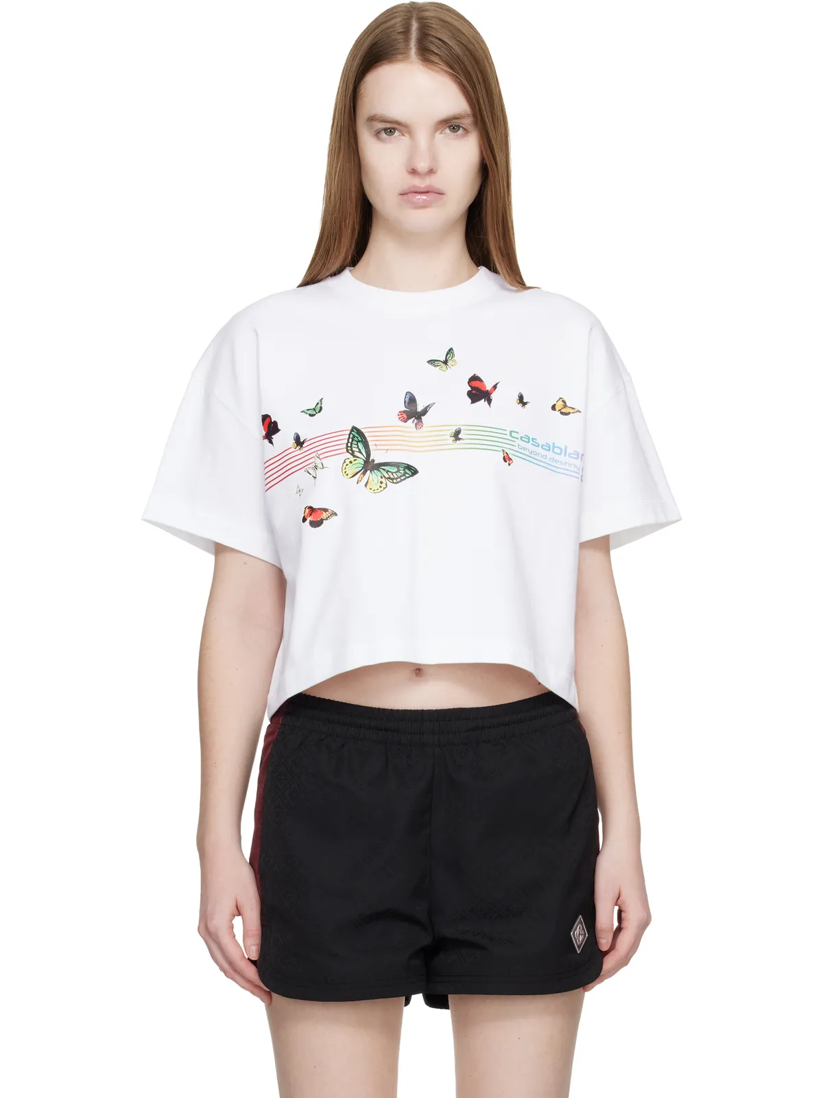 Casablanca Butterfly Boxy クロップド Tシャツ - 画像1