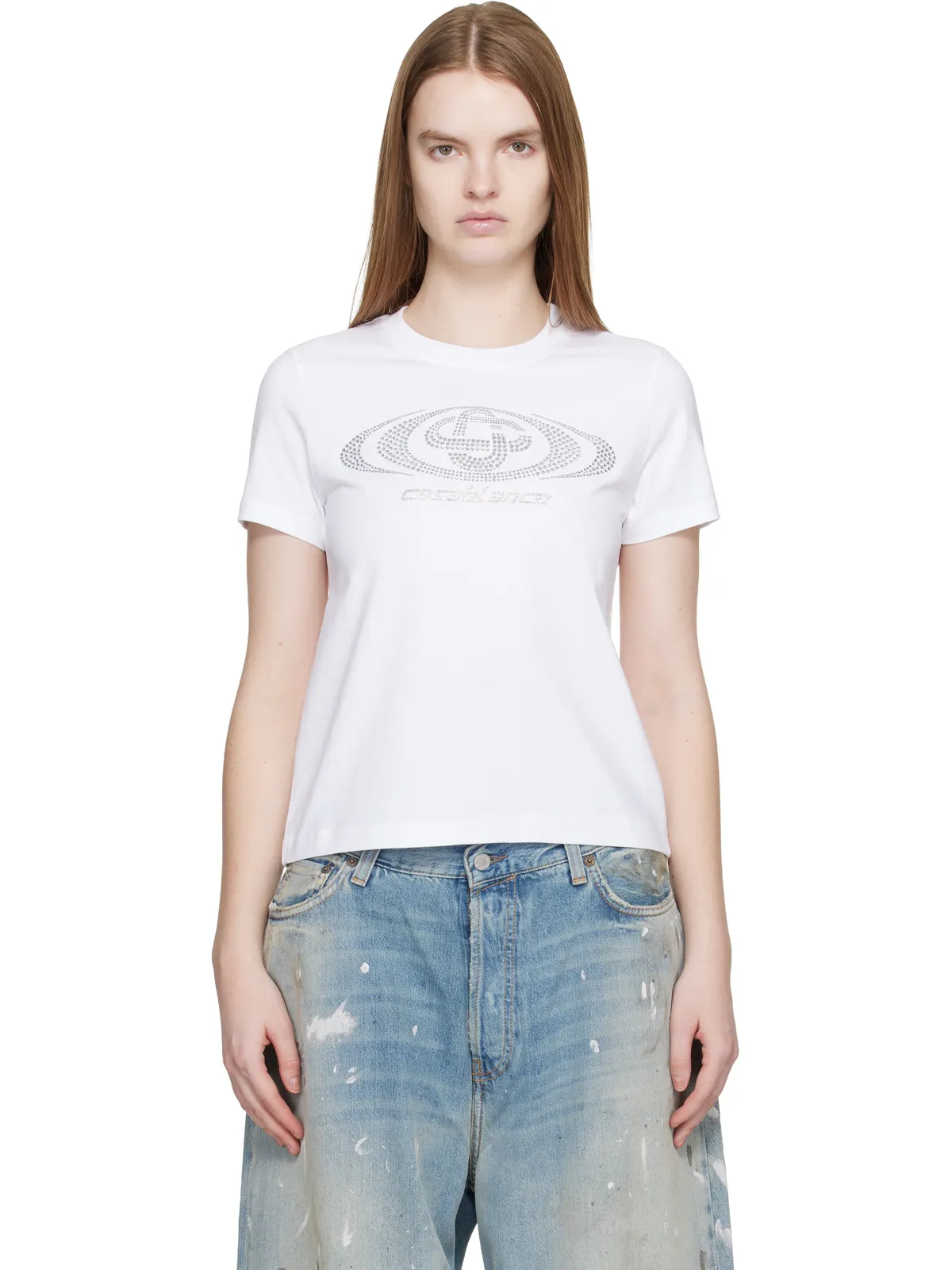 Casablanca Crystal Warped Logo Fitted 半袖Tシャツ - 画像1