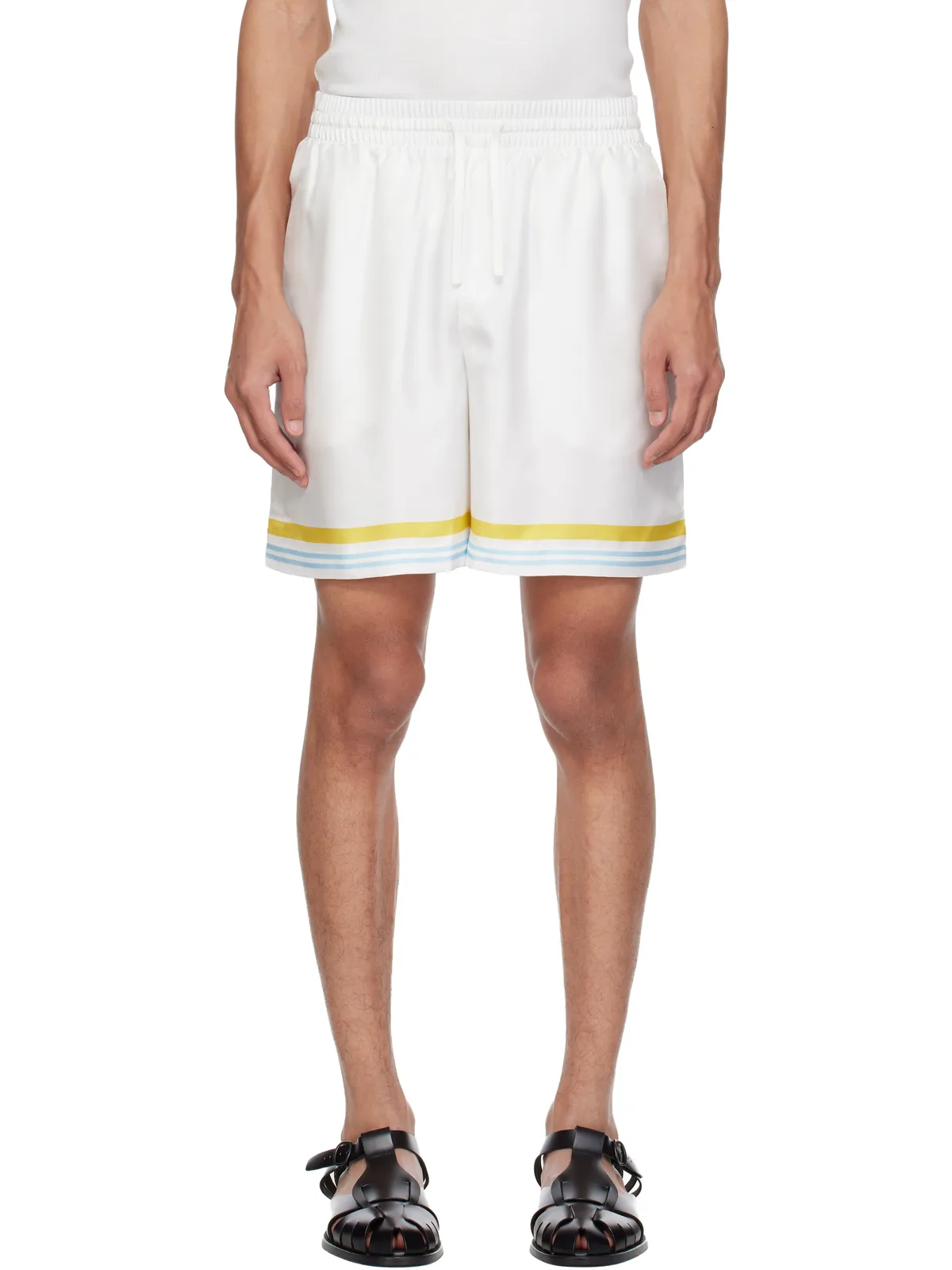 Casablanca Tennis Landscape シルク ショートパンツ - 画像1