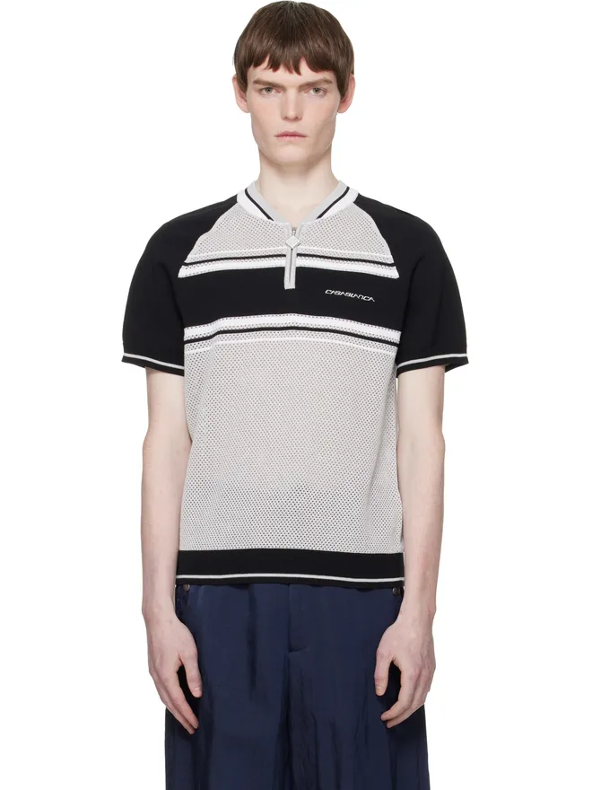 Casablanca Casablanca Metallic Mesh Stripe Zip ポロシャツの商品画像