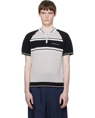 Casablanca Metallic Mesh Stripe Zip ポロシャツ - サムネイル1
