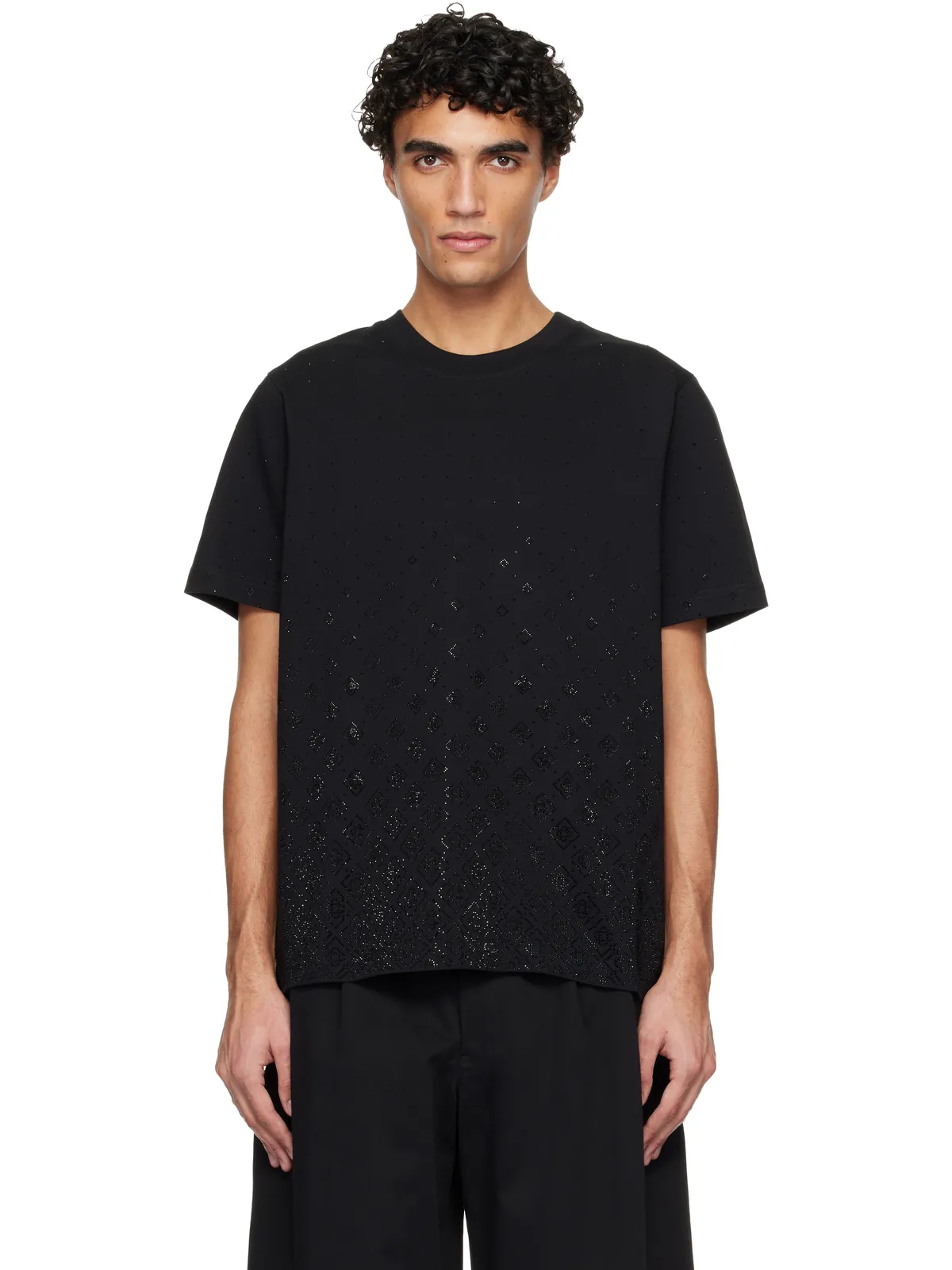 Casablanca Crystal Monogram ロゴ 半袖Tシャツ - 画像1