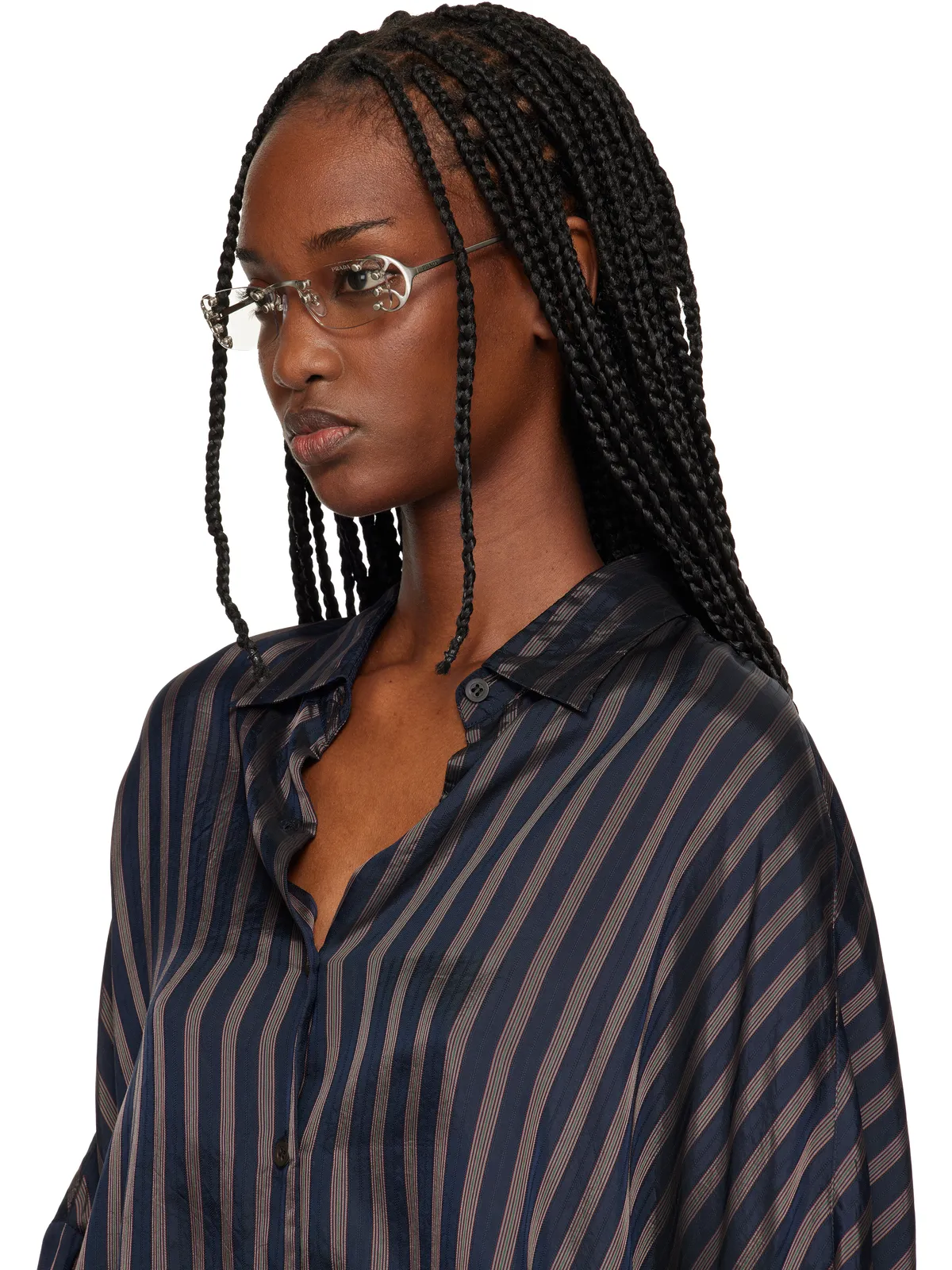 Prada Eyewear Metal リムレス メガネ - 画像4