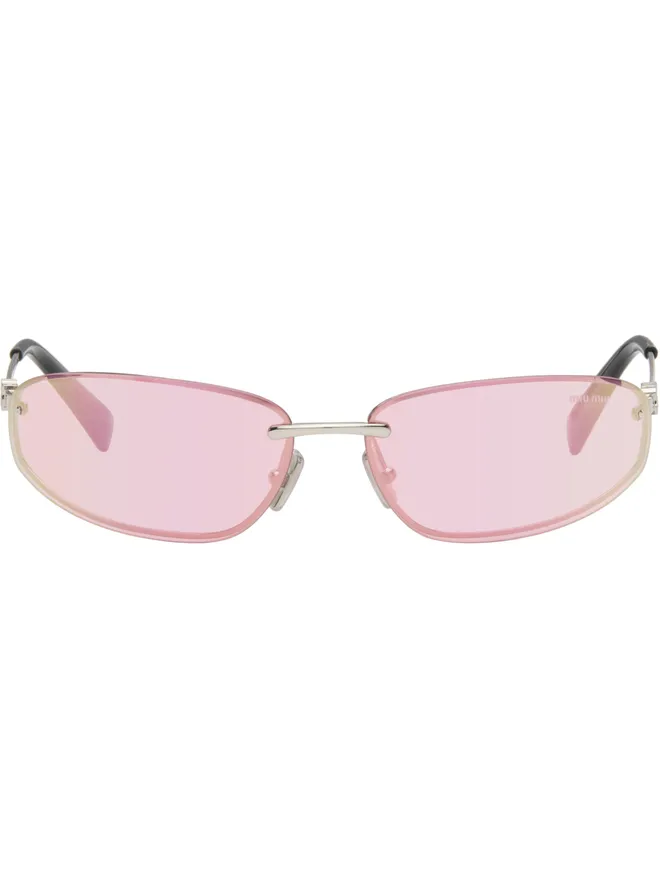 Miu Miu Eyewear Miu Miu Eyewear リムレス メタル オーバルサングラスの商品画像