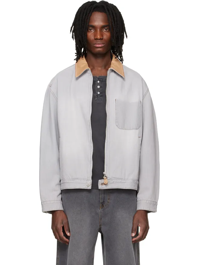 Solid Homme Solid Homme Leather Collared デニム トラッカージャケットの商品画像