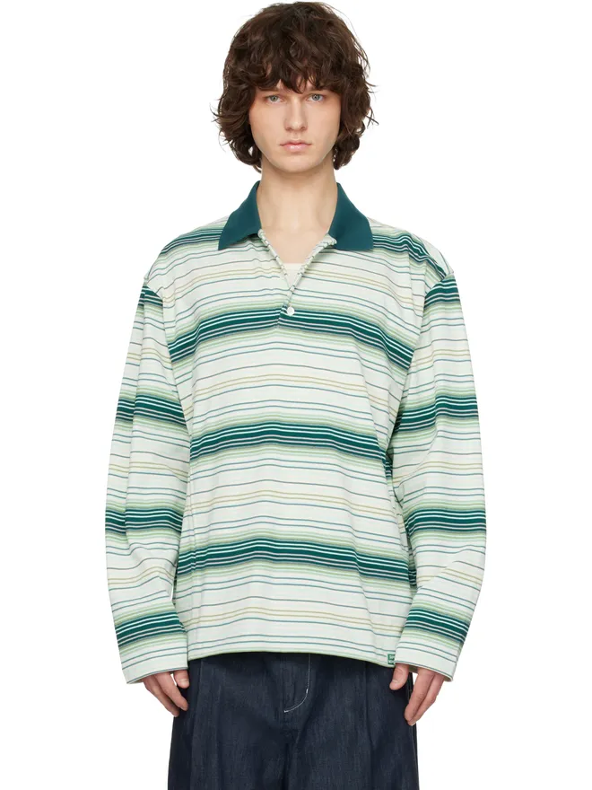 Solid Homme Solid Homme Striped Drawstring Collar Neck 長袖ポロシャツの商品画像