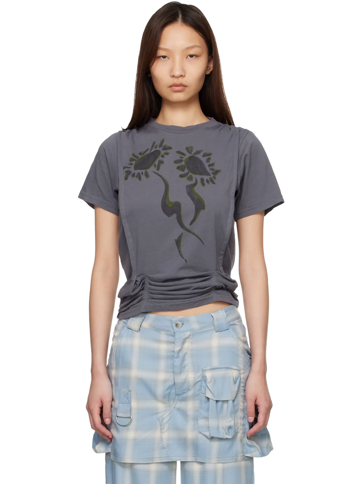 Collina Strada 'Charcoal Daisies' Hazel Tシャツ - 画像1
