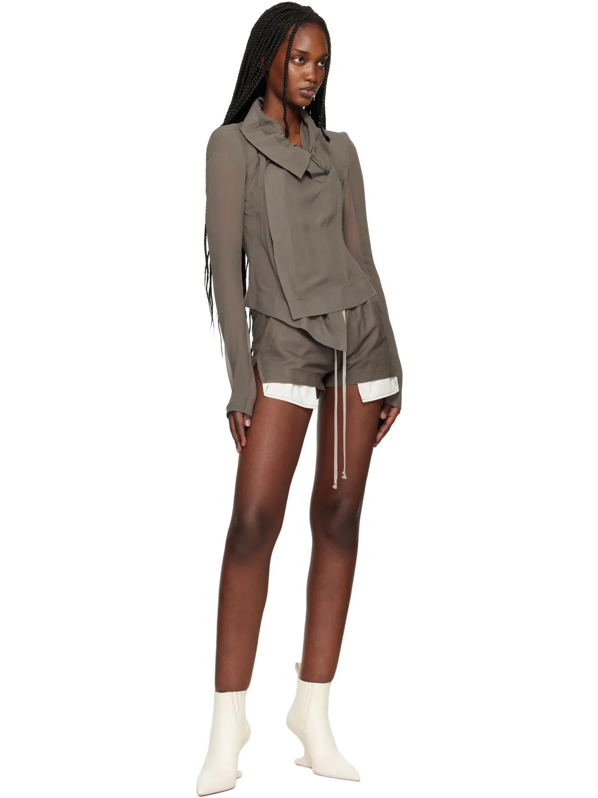 Rick Owens Fog Boxer レザーショートパンツ - 画像4