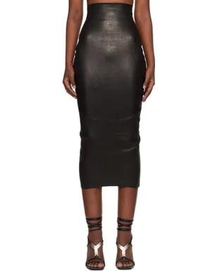 Rick Owens Temple Dirt Pilla レザー ミディアムスカート - サムネイル1