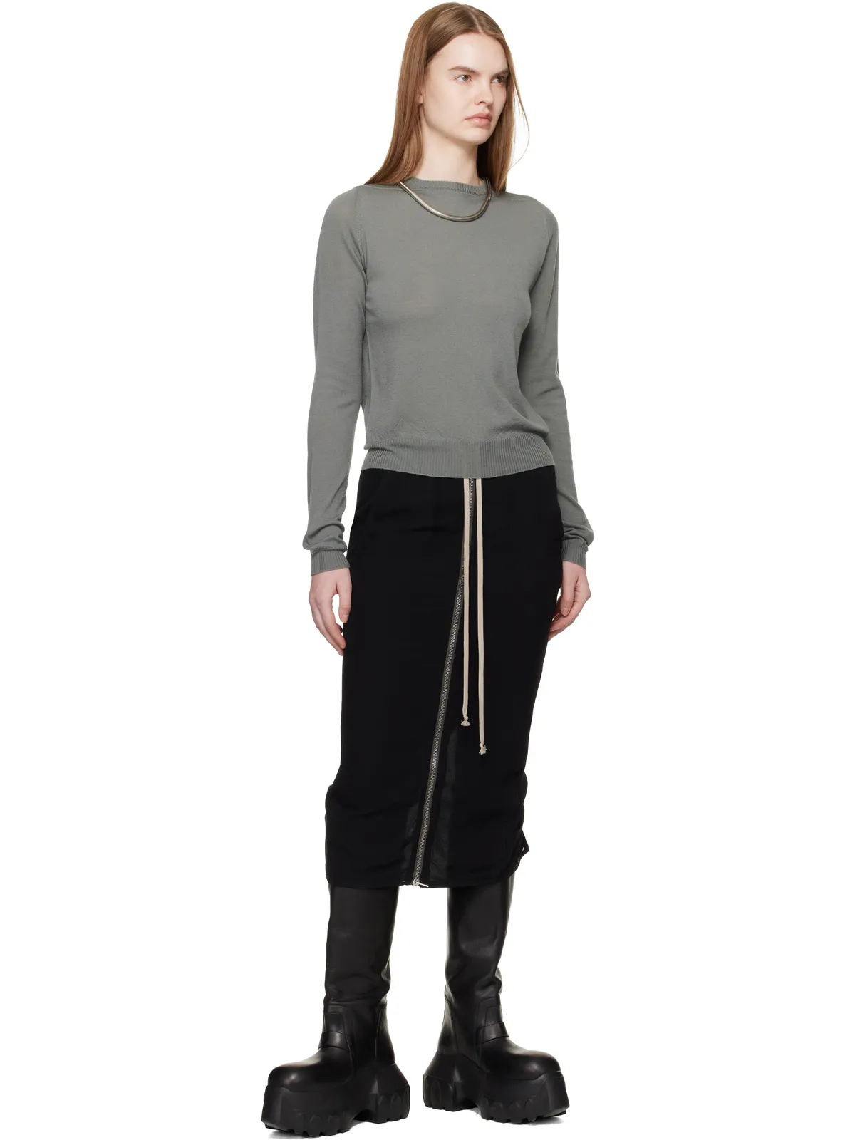 Rick Owens Temple Zipped Short Pillar ミディアムスカート - 画像4