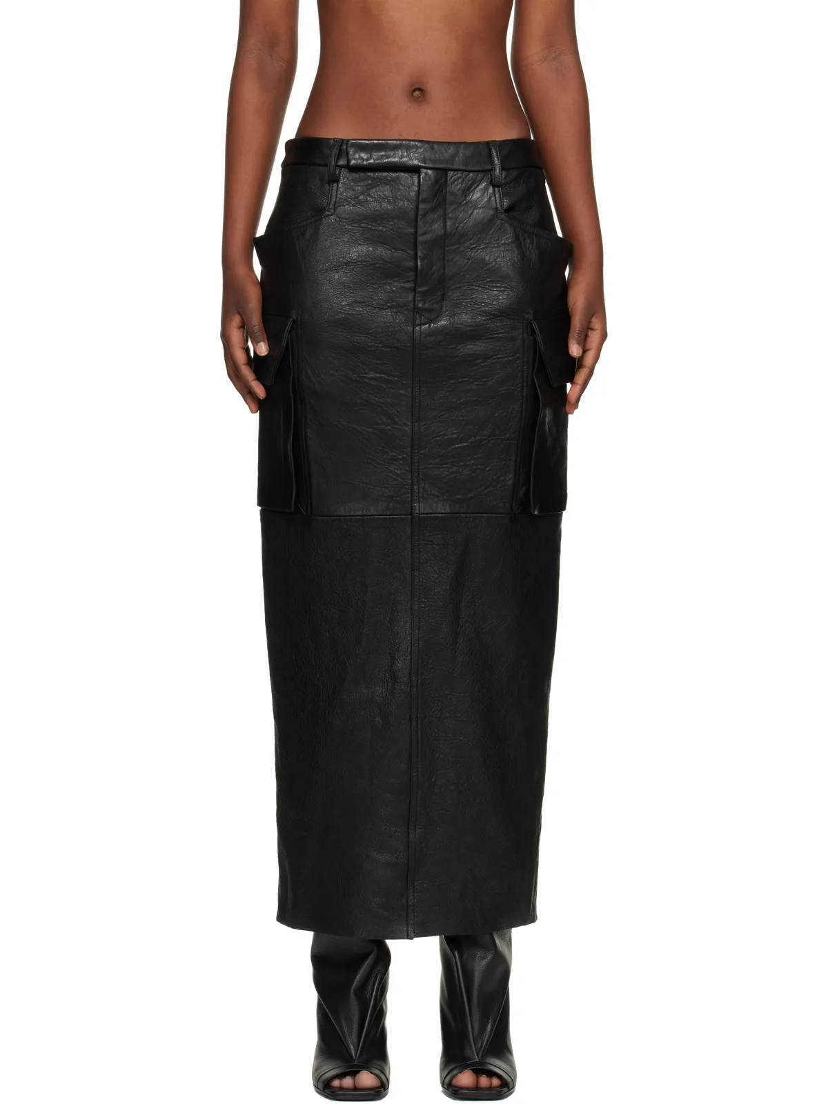 Rick Owens Temple Firbanks レザー ミディアムスカート - 画像1