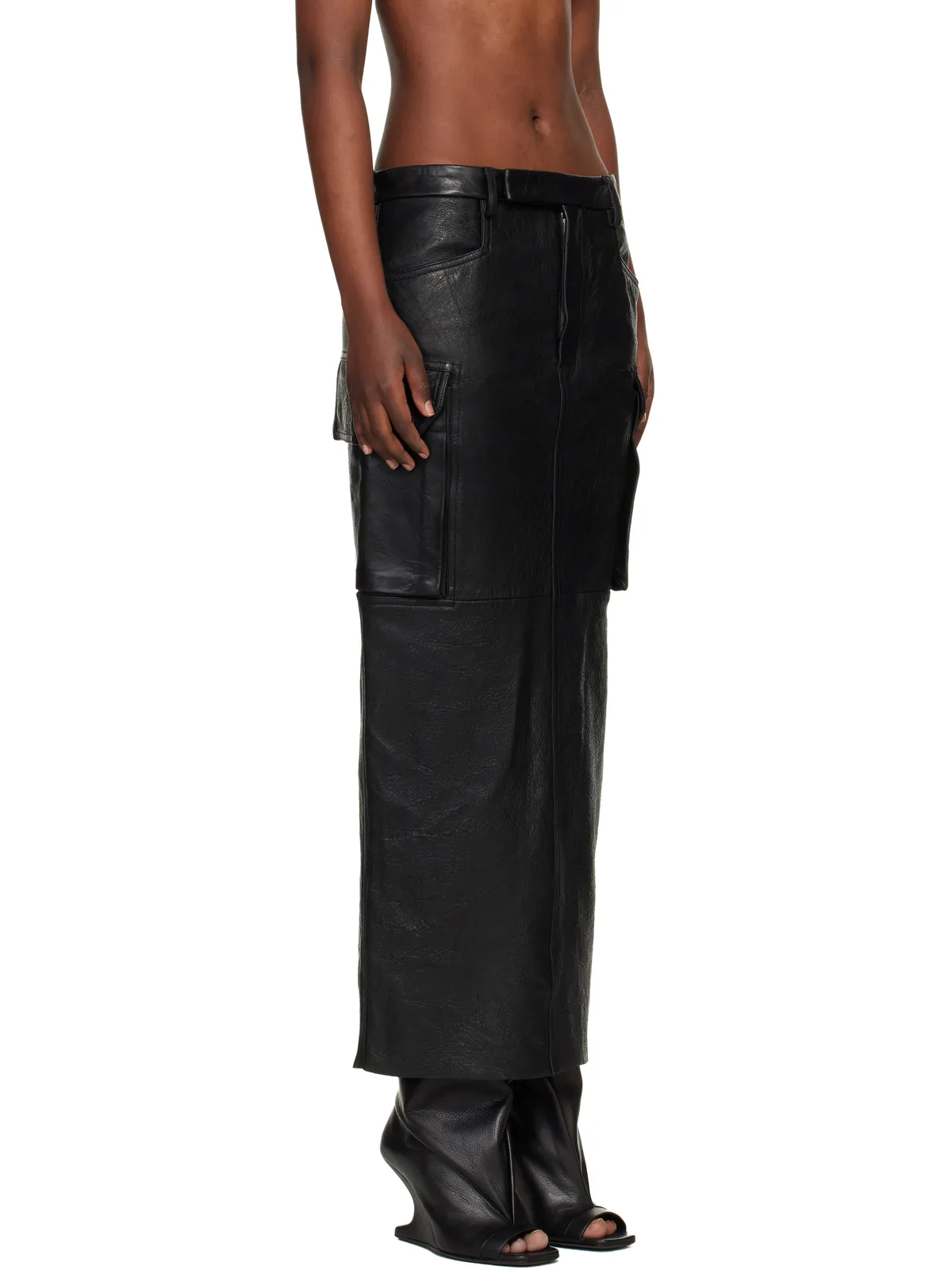 Rick Owens Temple Firbanks レザー ミディアムスカート - 画像2