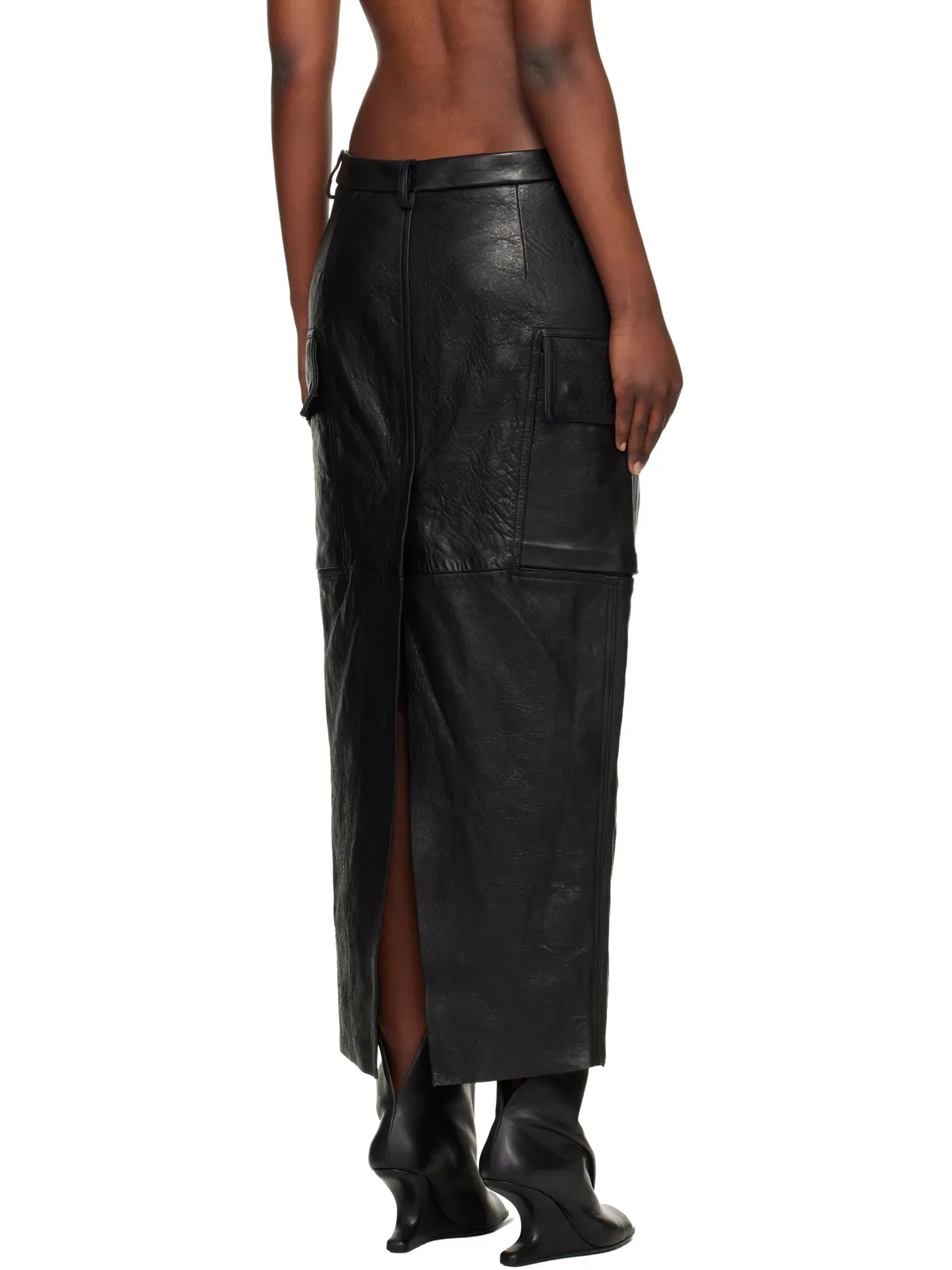 Rick Owens Temple Firbanks レザー ミディアムスカート - 画像3