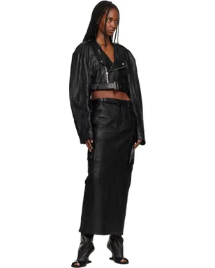 Rick Owens Temple Firbanks レザー ミディアムスカート - サムネイル4