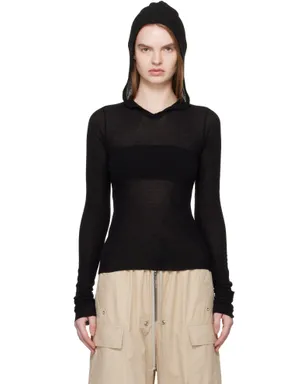 Rick Owens Temple クロップド リブ 長袖 フーディ - サムネイル1