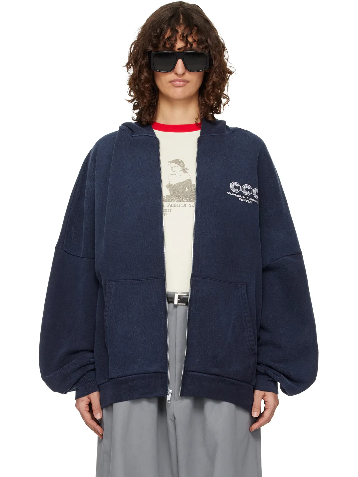Willy Chavarria 'CCC' Hooligan Through ジップフーディ - 画像1