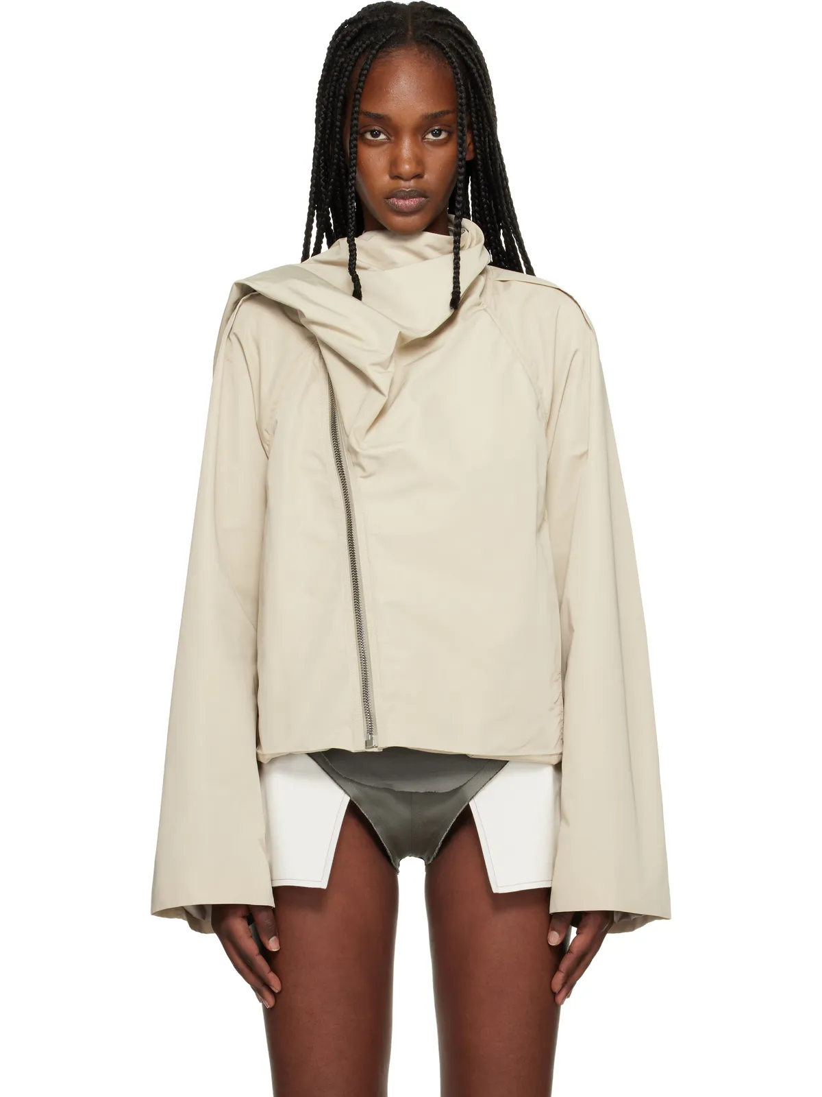 Rick Owens Temple Cropped Scarf フライトジャケット - 画像1
