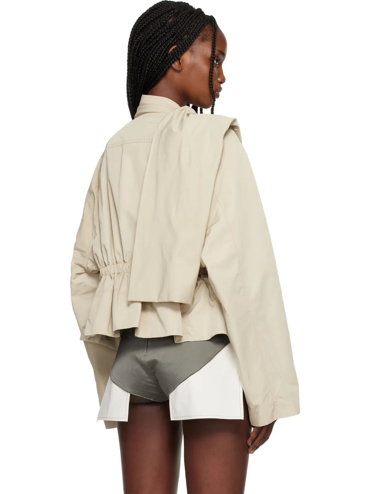Rick Owens Temple Cropped Scarf フライトジャケット - 画像3