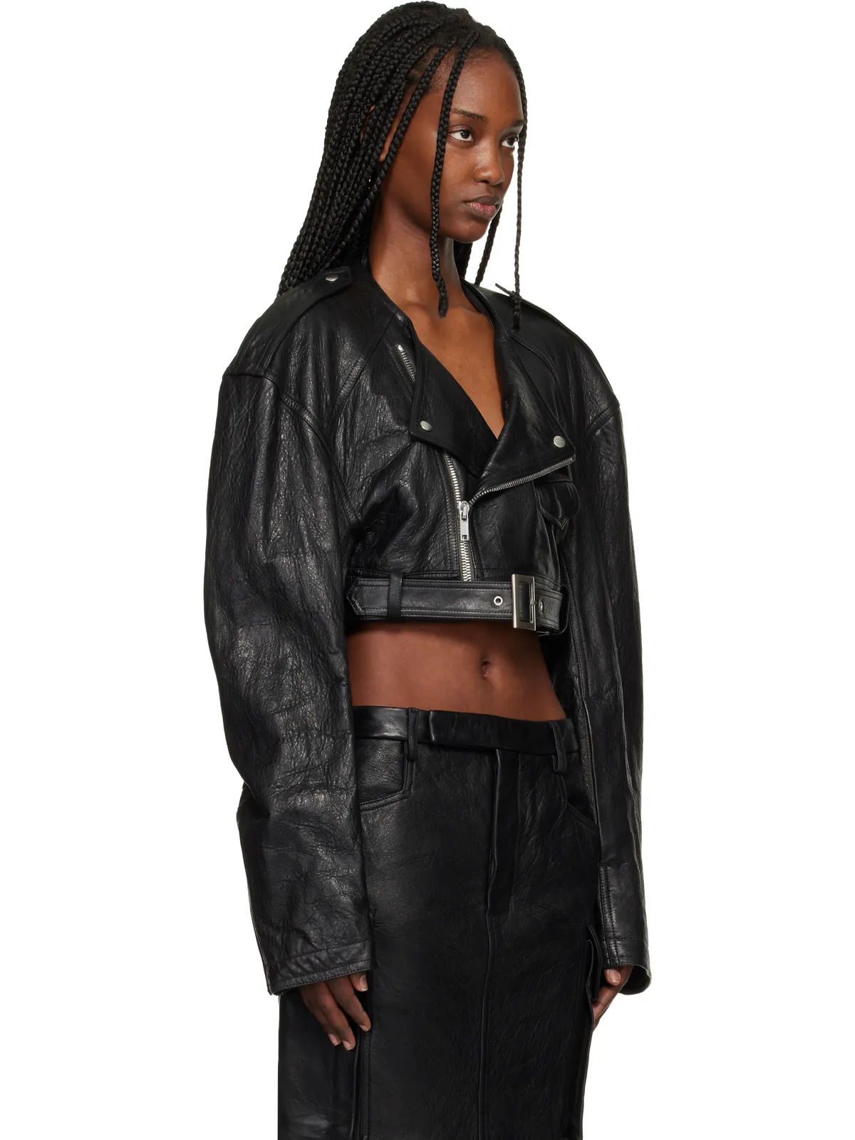Rick Owens Temple Micro レザー バイカージャケット - 画像2