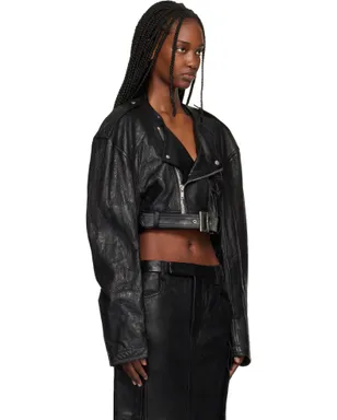 Rick Owens Temple Micro レザー バイカージャケット - サムネイル2