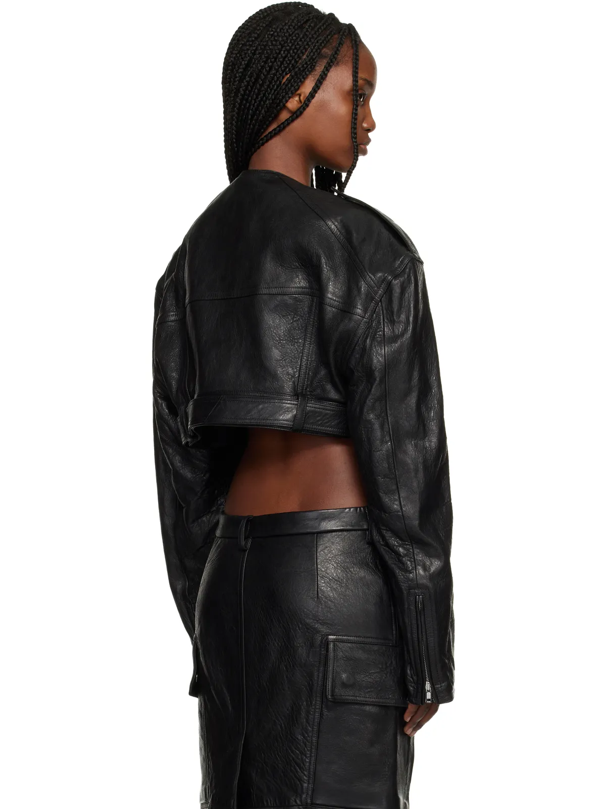 Rick Owens Temple Micro レザー バイカージャケット - 画像3