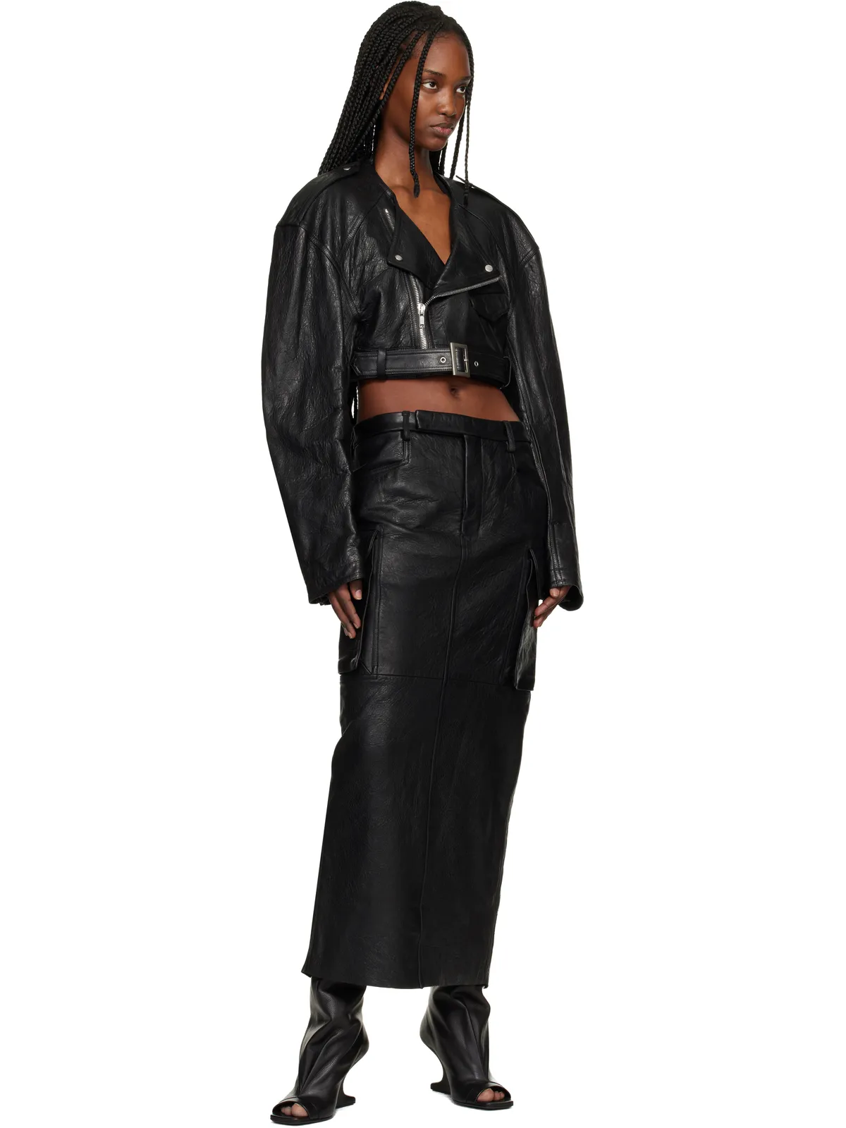 Rick Owens Temple Micro レザー バイカージャケット - 画像4