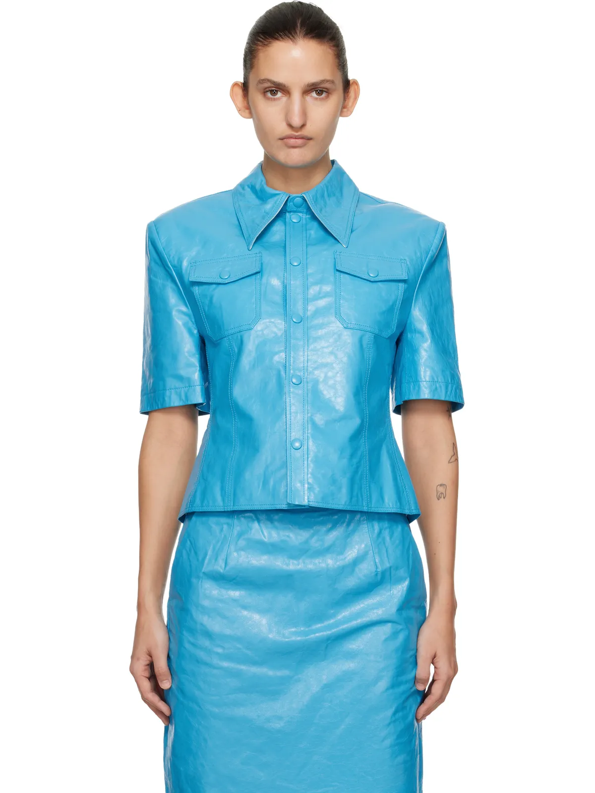 Willy Chavarria Chavela S/S レザー シャツ - 画像1