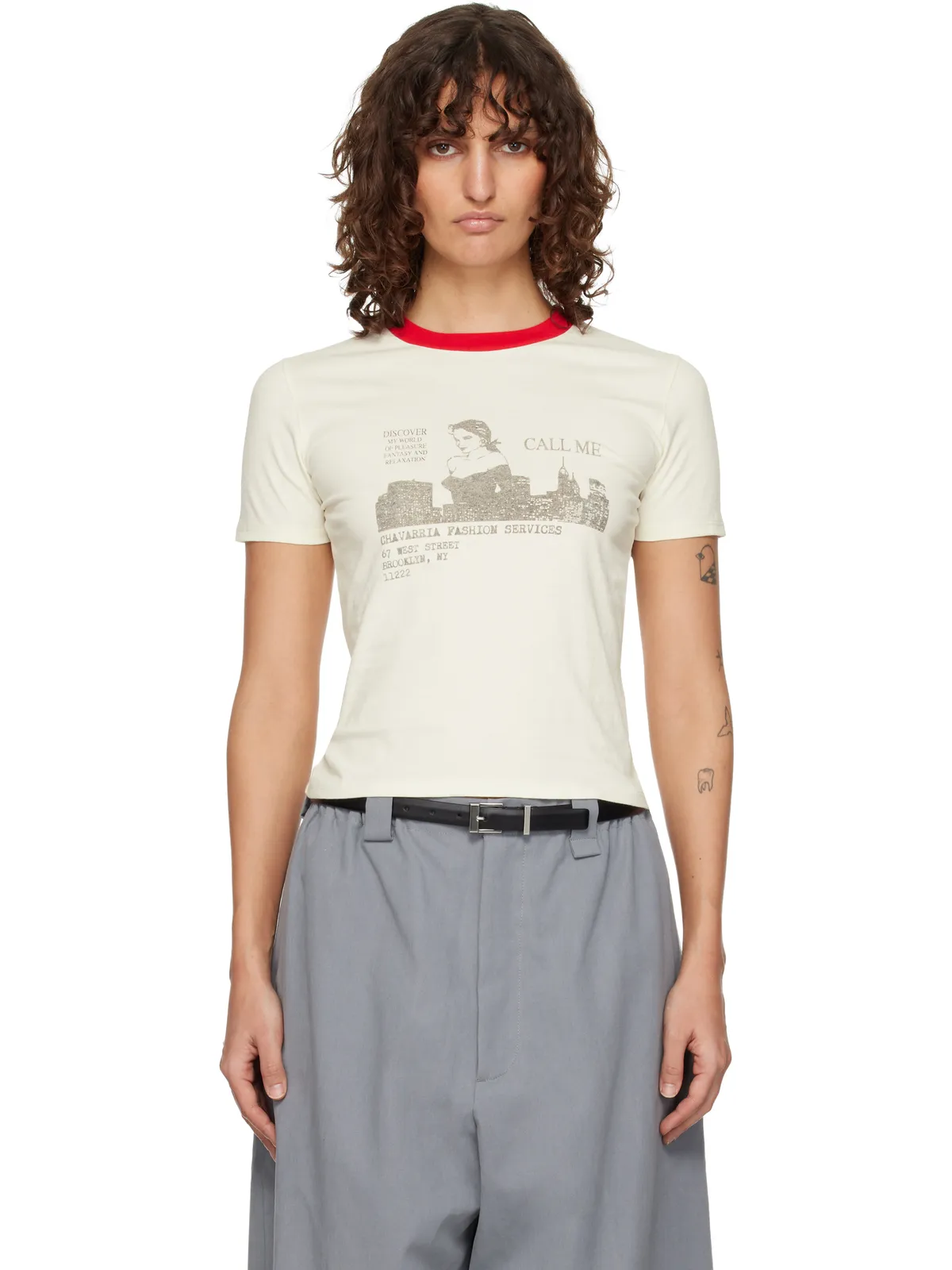 Willy Chavarria 'Call Girl' リンガーTシャツ - 画像1