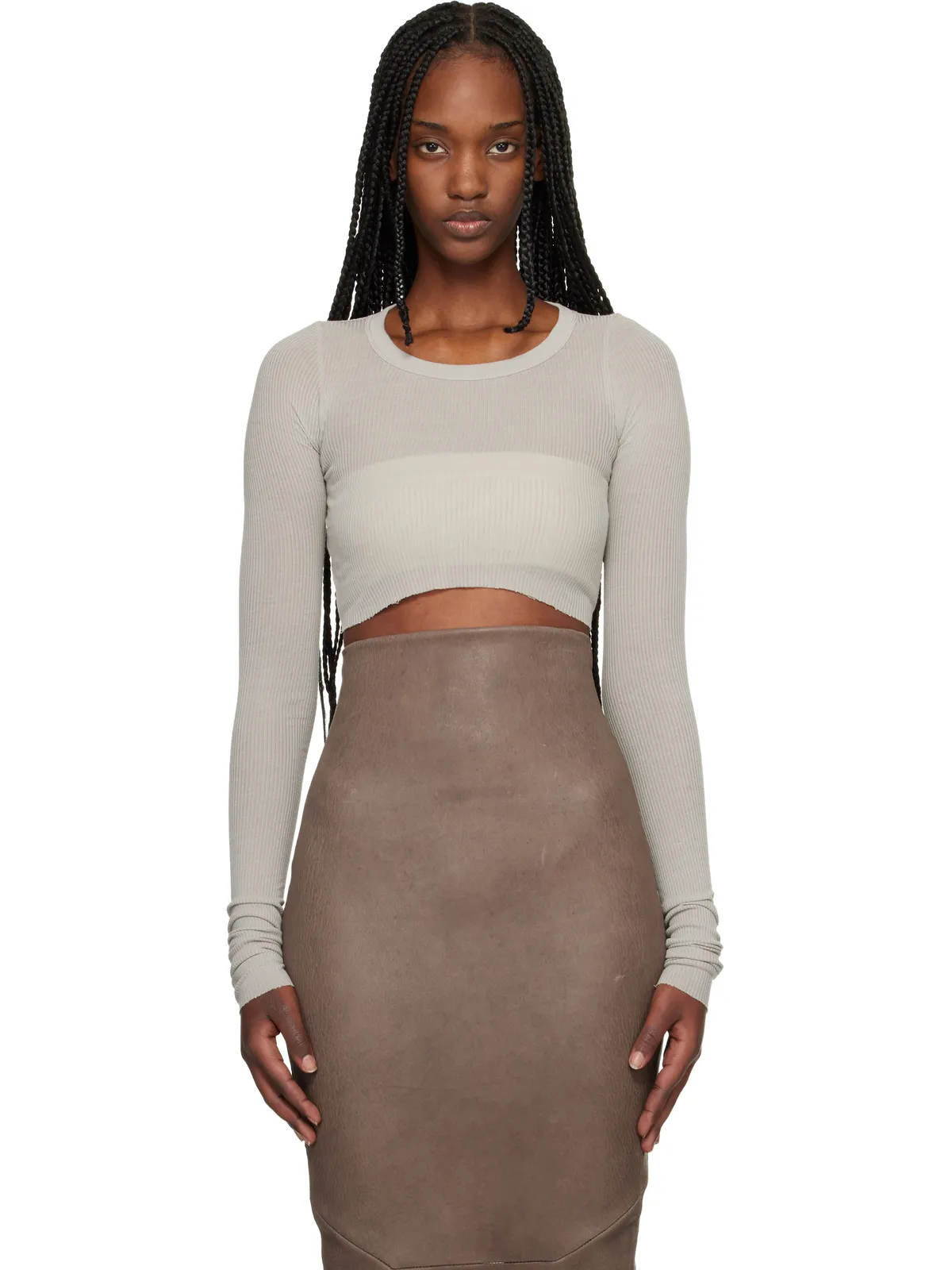 Rick Owens LS Crop Tシャツ - 画像1