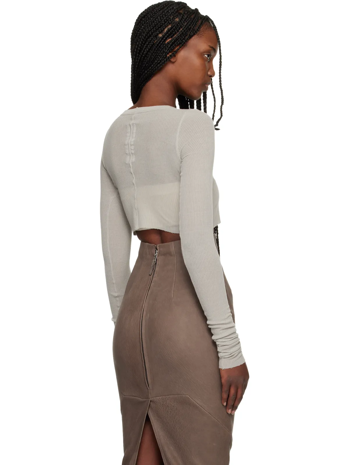 Rick Owens LS Crop Tシャツ - 画像3