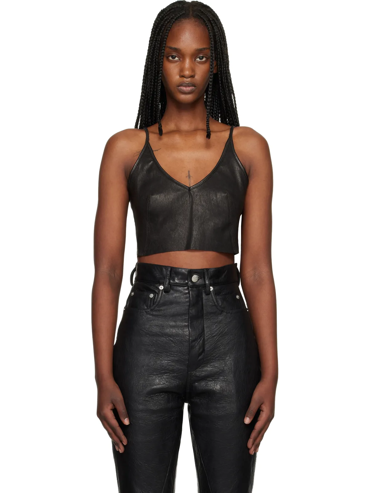 Rick Owens Temple Stretch Lamb レザー トップス - 画像1