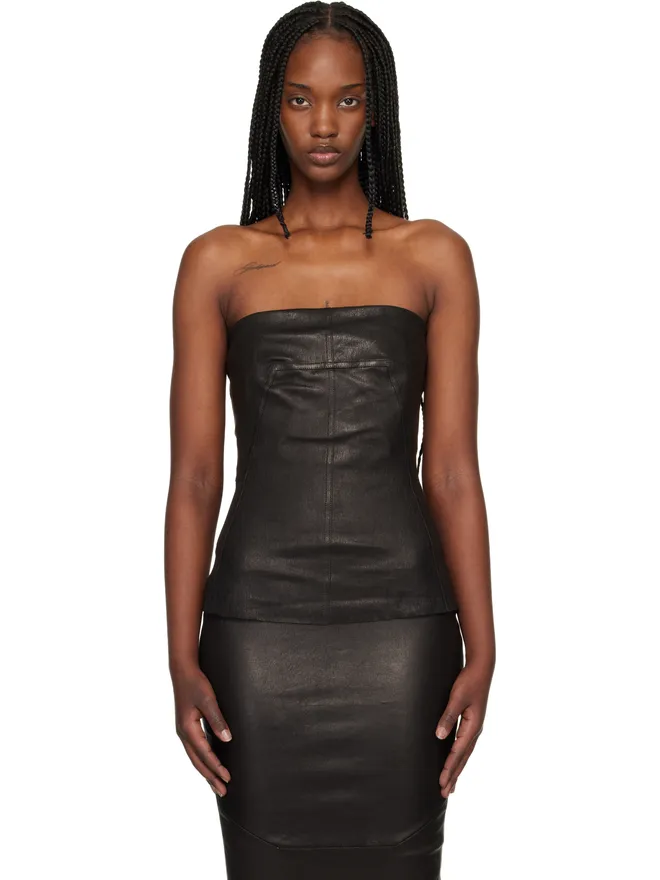 Rick Owens Rick Owens Temple Bustier レザー トップスの商品画像