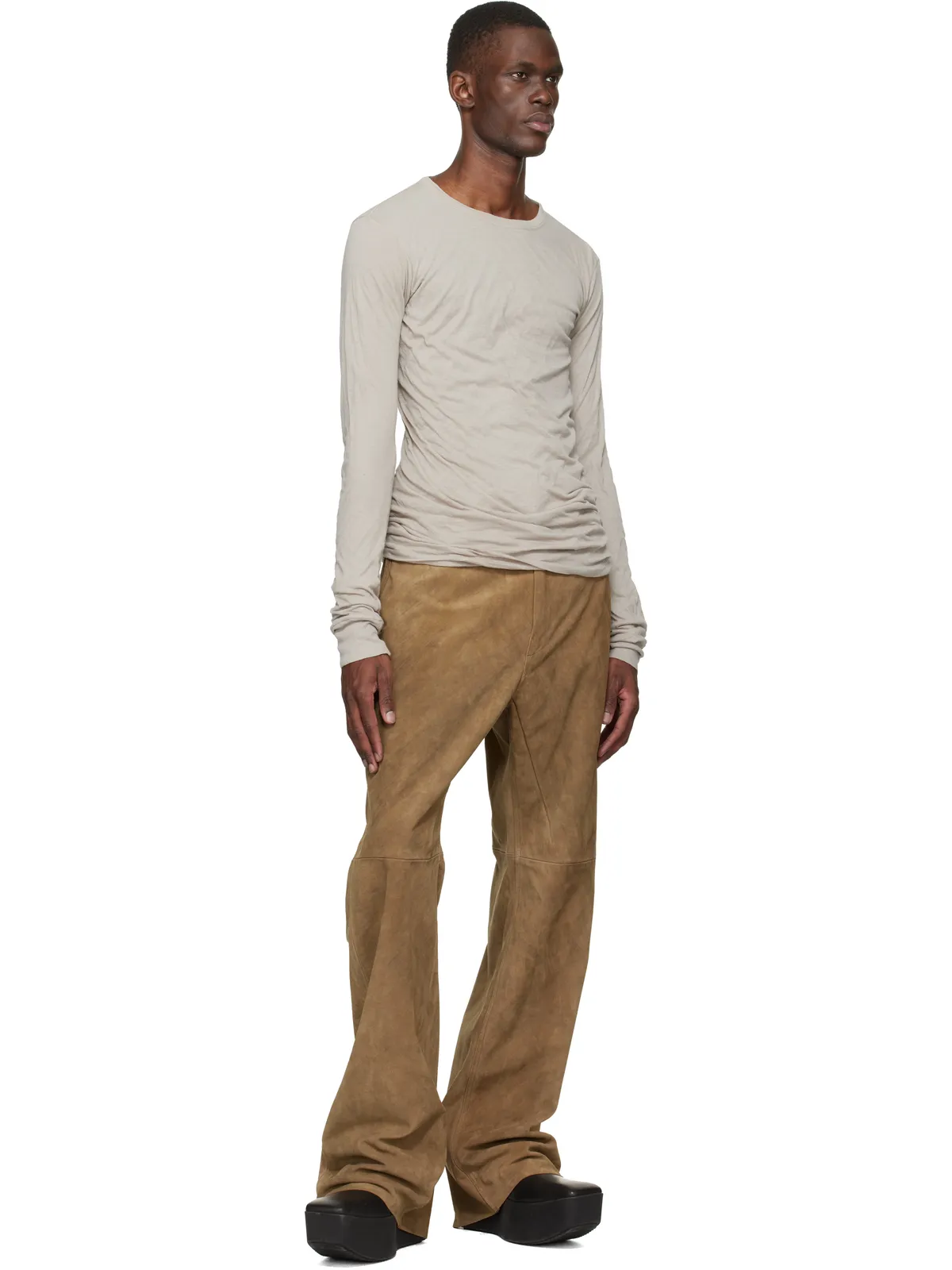 Rick Owens Temple Geth スエード パンツ - 画像4