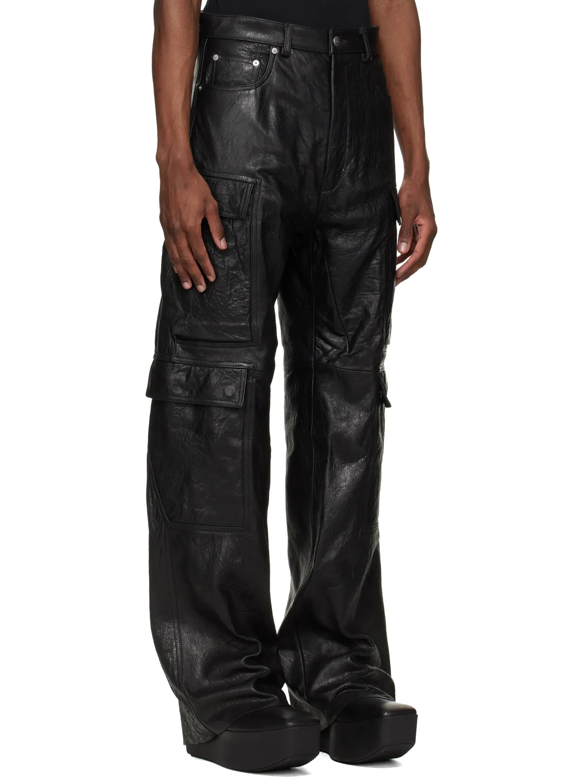 Rick Owens Temple Geth レザー カーゴパンツ - 画像2