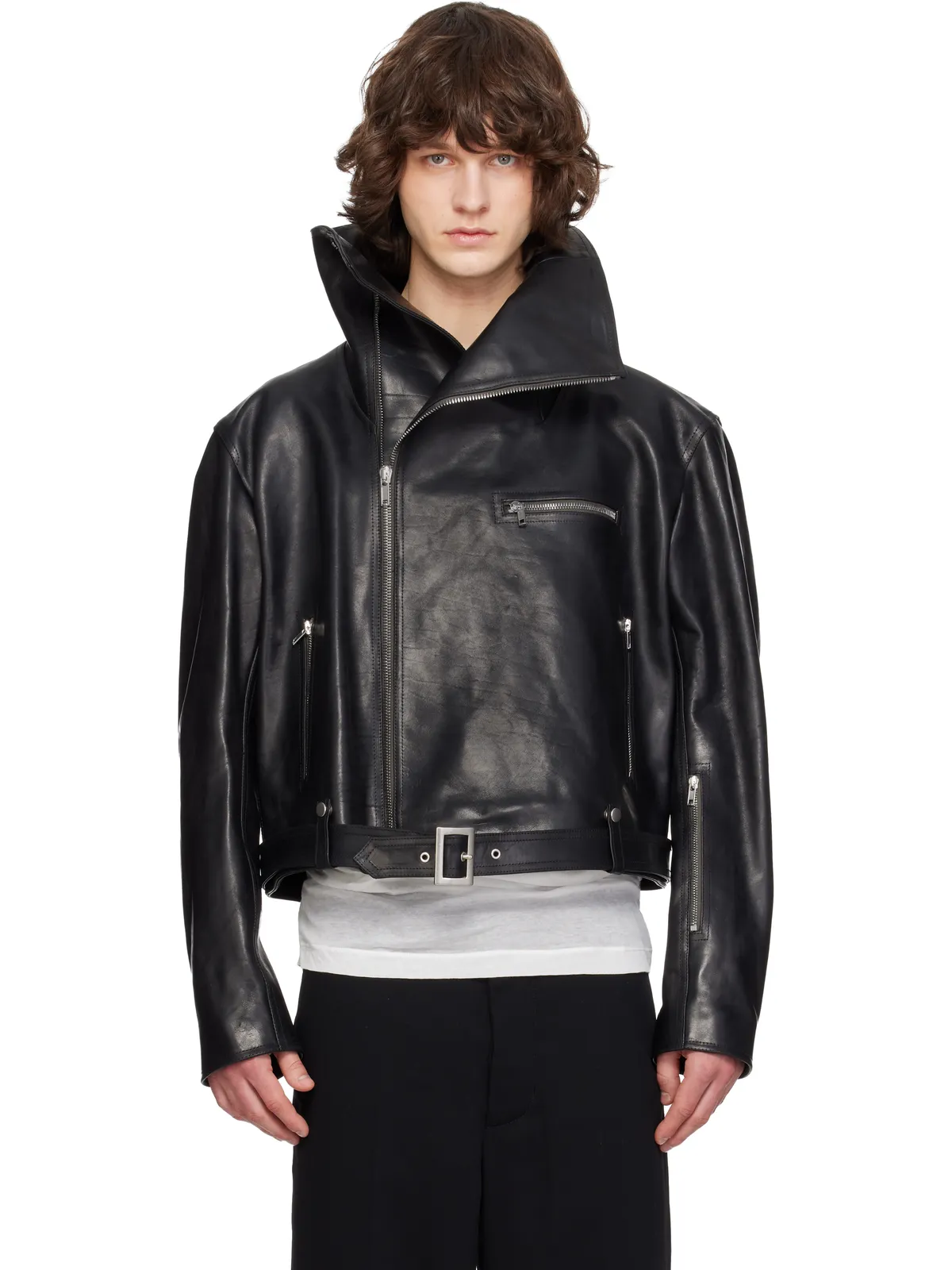 Rick Owens Temple Biker Jumbo Stooges レザージャケット - 画像1