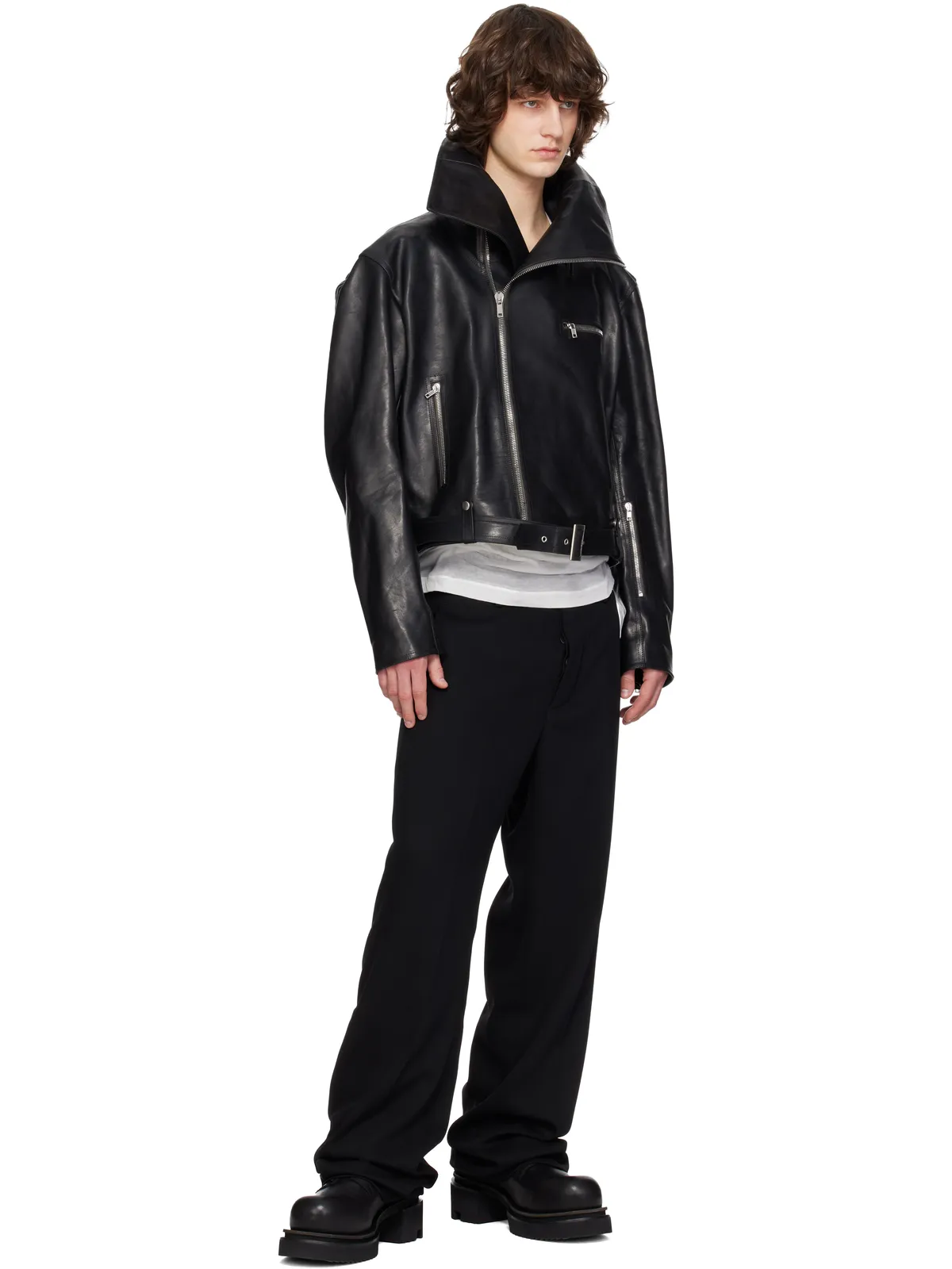 Rick Owens Temple Biker Jumbo Stooges レザージャケット - 画像4