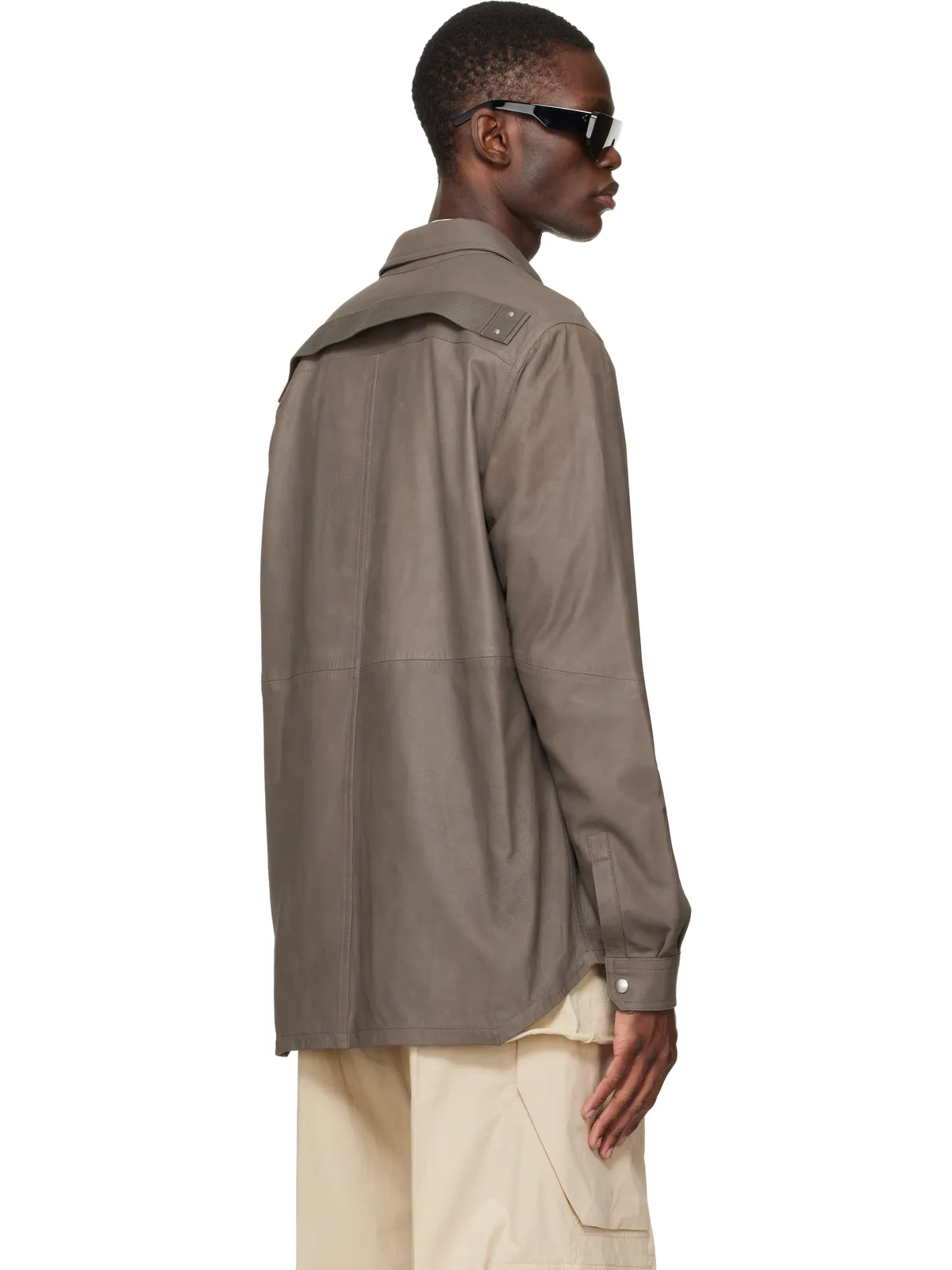 Rick Owens Temple Feather Nappa Leather Outer シャツ - 画像3