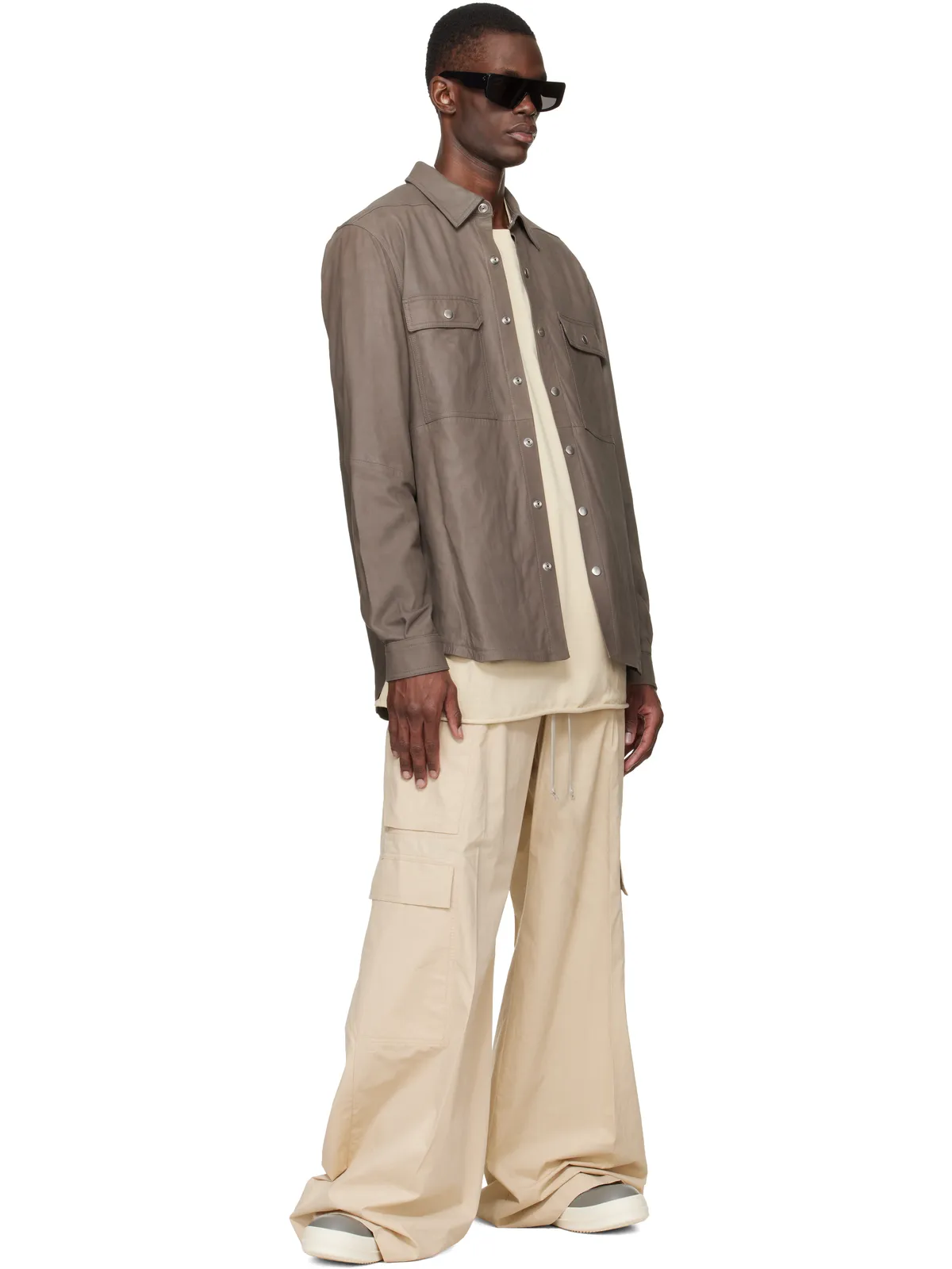 Rick Owens Temple Feather Nappa Leather Outer シャツ - 画像4